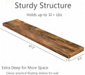 Vervida® Floating Shelves, 47.2 inch Wall Mounted Rustic Wood Shelves for Bathroom, Bedroom, Living Room, Kitchen, Office, Hanging Shelf for Books/Storage/Decor(Rustic Brown,Set of 3)