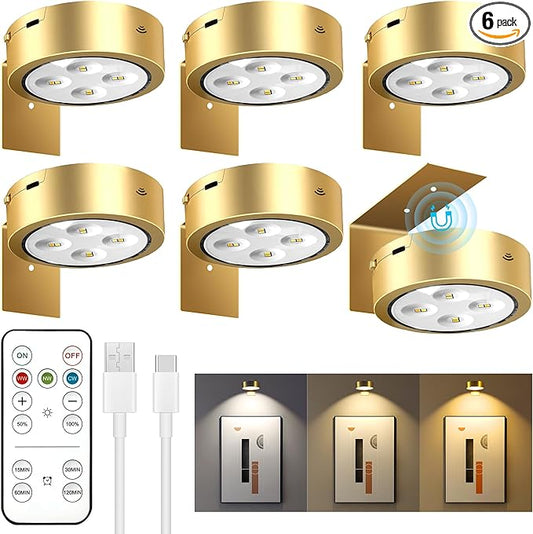 maylit 6 Pack Rechargeable Picture Lights, Battery Operated Sconces for Wall, Art Lighting for Paintings Wireless, Cordless Lights for Gallery Painting Picture Frame Photo Wall Poster Room Decor