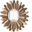 Honiway Boho Wall Decor 21 inch Wall Mirror Rustic Wood Decorative Mirror for Room Decor Rustic Home Decor Farmhouse Wall Decor at Living Room Bedroom Bathroom Hallway Trilcolor