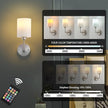 Battery Operated Wall Sconce Set of Two,Wireless Rechargeable Wall Light With Remote Control, Dimmable, 1800K/3000K/4000K/6000K/RGB, Timer, for Living Room, Bedroom, Fireplace, TV, 13.5 Inch, Nickel