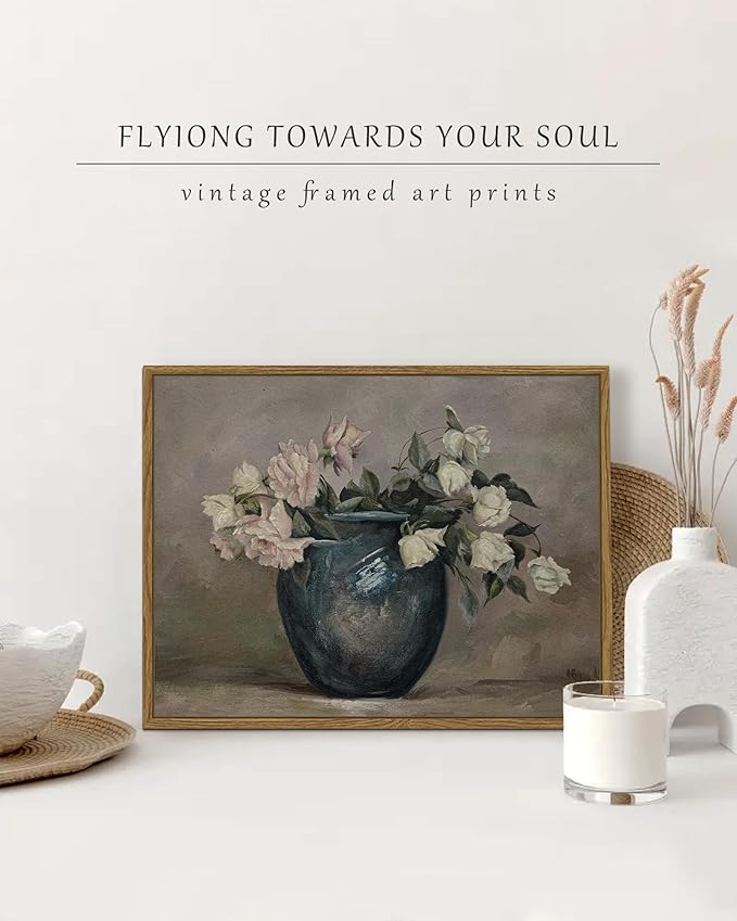SHENIFY Vintage Floral Canvas Wall Art Flower Classic Wall Prints Kitchen Bathroom Office Decor - 11