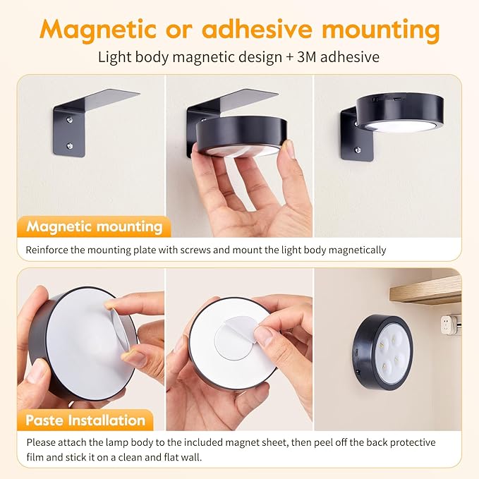 Brightown 2-Pack Picture Lights for Wall, Magnetic Art Display Picture Lights with Remote, 3 Lighting Modes Battery Operated Picture Light, Dimmable & Timer Art Wall Lights for Pictures, Black