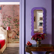 Wavy Wall Mirror for Girly Nursery Bedroom Decoration, 14x28 Noble Decorative Funky Mirrors for Modern Classical Home Office Living Room Housewarming Birthday Gift (Purple)