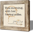 This Morning With Her Having Coffee Wooden Box Sign, Coffee Stains Decor Sign, Rustic Wooden Cafe Table Top Decor, Freestanding Cafe Decoration 5.9X5.9 Inches