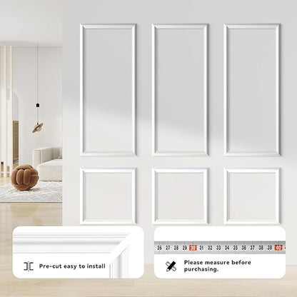 PALMPOP Peel and Stick Wall Molding Kit of 6 Frames,Premade Accent Wainscoting Panels, Ready to Molding Trim for Living Room Bedroom Corridor Home Interior Wall Panel Decor (54x24in)