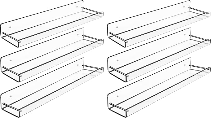 AMT 6 Pack Acrylic Floating Shelves, 15