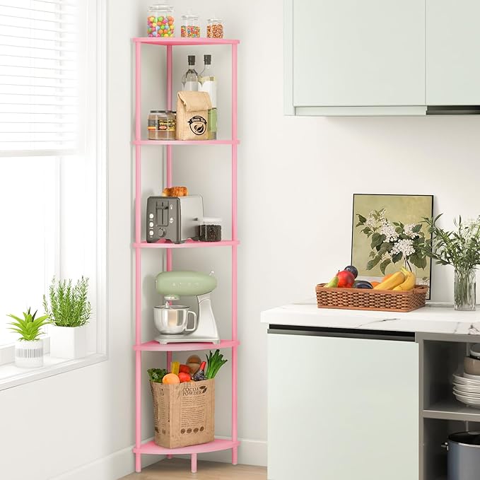 Yoobure Corner Shelf Stand, 5-Tier Bookshelf, 65