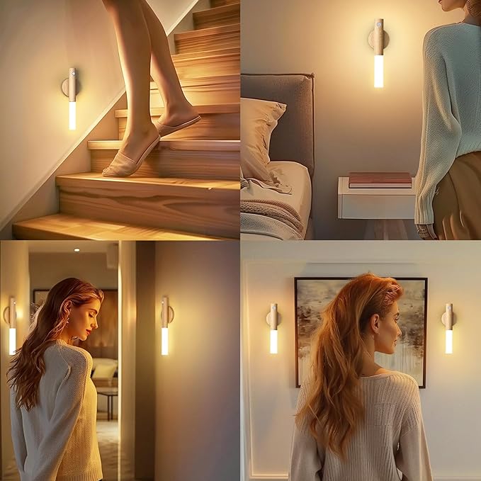 iThird Motion Sensor Wall Light Beech 3PCS, Battery Operated Wall sconces