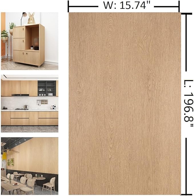 Light Brown Wood Wallpaper Peel and Stick Wood Look Contact Paper for Countertops 15.74"x196" Natural Wood Contact Paper Self Adhesive Wood Grain Vinyl Wrap for Cabinets Shelves Furniture Wall