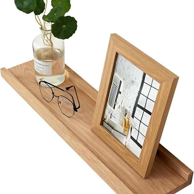 Oak Floating Shelves - Natural Wood Wall Mounted Display Picture Ledge - Home Office Living Room Bedroom Wall Storage Shelf - 6x24 inch