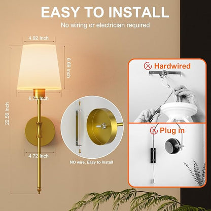 Battery Operated Wall Sconces Set of Two, Rechargeable Wall Light with Remote Control, Dimmable 1800K-6000K LED Wall Lamp, 9 Color Modes, Wireless Sconce Wall Decor Set of 2 for Living Room, Bedroom