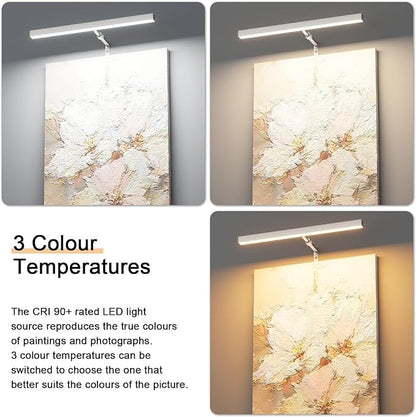 Plug in Picture Lights for Wall, 16 inch Dimmable LED Art Light with Remote, 3 Colour Temperature Gallery Painting Wall Light for Picture Display Dartboard Art Work (Nickel)