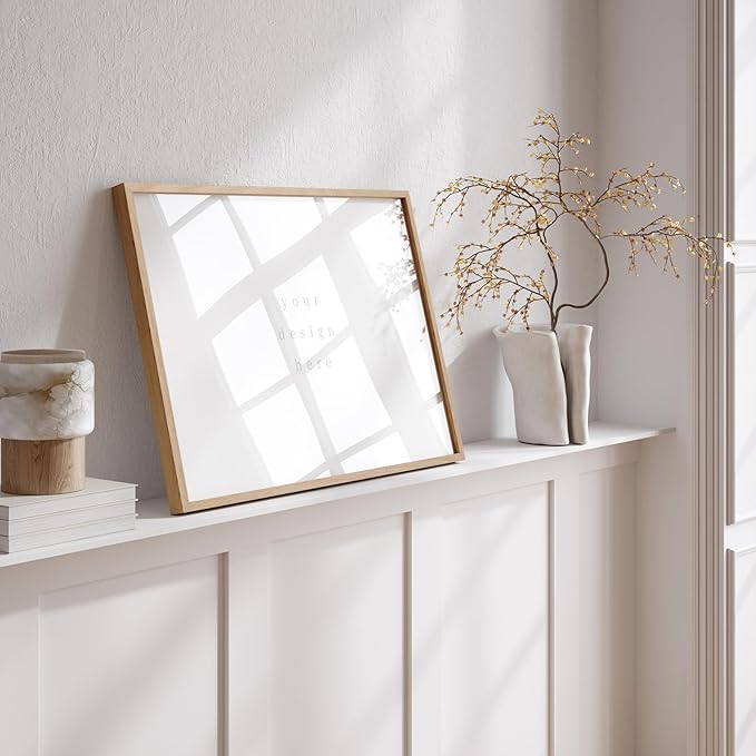 puthiac 20x24 Solid Oak Wood Picture Frame, No Mat, Wall Display Only, Vertical or Horizontal, Plexi Front, 1 Pack, Natural Oak