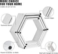 NORCEESAN Hexagon Floating Shelves Set of 6 Honeycomb Shelves Wooden Farmhouse Hexagonal Shelf for Wall Decor Hanging Shelves Honeycomb Storage Shelf for Bedroom Living Room Nursery, Grey-White