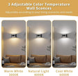 TingMiao Black Modern LED Wall Sconce, Hardwired Wall Sconces Set of 2, 3 Colors Indoor Wall Lamp, 10W Up and Down Aluminum Wall Mount Light for Bedroom Living Room Hallway Corridor (Black, 2 Pack)