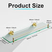 20 Inches Glass Shelves for Bathroom, Brushed Gold Floating Glass Shelf Stainless Steel Tempered Glass Bathroom Shelves for Wall Mount Modern