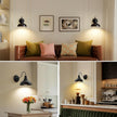 Lightess Black Battery Operated Wall Sconces Set of Two, Vintage Wireless Wall Lights with Rechargeable 12 Colors Bulbs, Dimmable Cordless Gooseneck Wall Decor Lamps with Remote Control