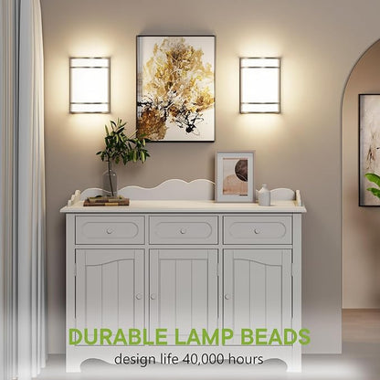 LED Indoor Wall Mount Light Fixture, Brushed Nickel Wall Sconce Lighting, 3000K 4000K 5000K Adjustable, Half Cylinder Hallway Light Fixture for Living Room Bedroom Porch