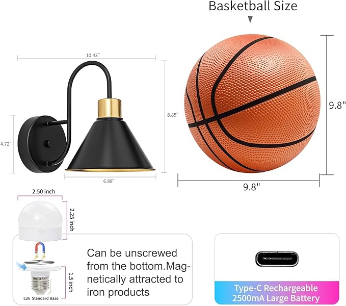 Frideko Rechargeable Battery Operated Wall Sconces Set of Two with Remote, RGB 15 Colors Dimmable Wireless Wall Light, Indoor Battery Powered Wall Lamp with Timer, Modern Wall Lighting for Living Room