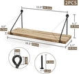 Sapowerntus Floating Shelves Wall Mounted Shelf Rustic Light Wood Bathroom Bedroom Kitchen Hanging Storage Organizer with Triangle Metal Brackets Farmhouse Living Room Office Home Decor Set of 2