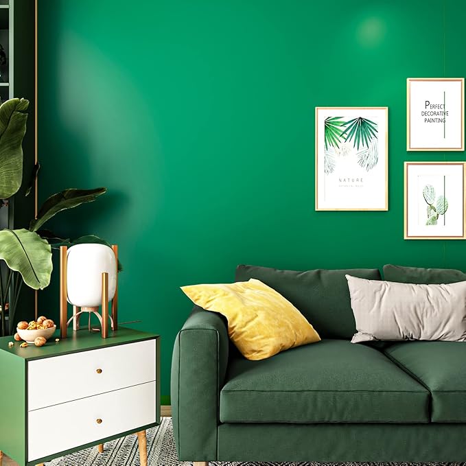 VEELIKE Thick Shamrock Green Wallpaper Stick and Peel Waterproof Green Contact Paper for Kitchen Cabinets Shelves Walls 24''x118'' Self Adhesive Removable Solid Color Wallpaper for Bedroom Living Room