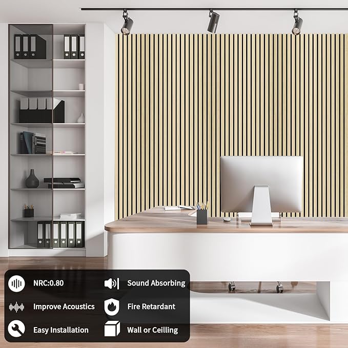 Art3dwallpanels Wood Slat Wall Panel, 108'' x 13'' Wood Panels for Wall 2 Pack 3D Soundproof Wall Panels, Large Acoustic Panels Sound Absorbing for Interior Ceiling and Wall Decor Noise Reduction,Oak