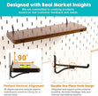 2 Pack Walnut Color Pegboard Shelf, Pegboard Accessories, Wooden Pegboard Shelves with Pegboard Hooks, Compatible with IKEA Skadis Pegboard