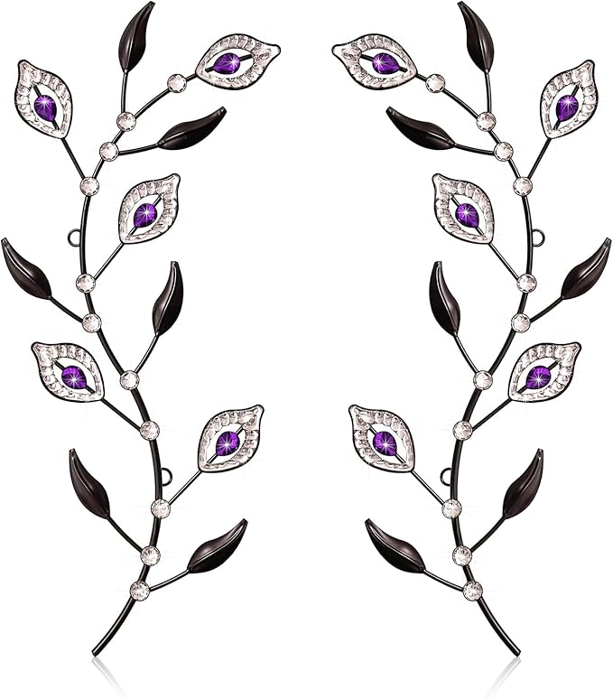 sxnzequnze 2 Pcs Metal Leaf Wall Art Crystal Bling Decorations Silver Leaves 3D Iron Handmade Home Decor Hanging Minimalist Accents Modern Set for Living Room Bathroom Bedroom Dining Room Hallway