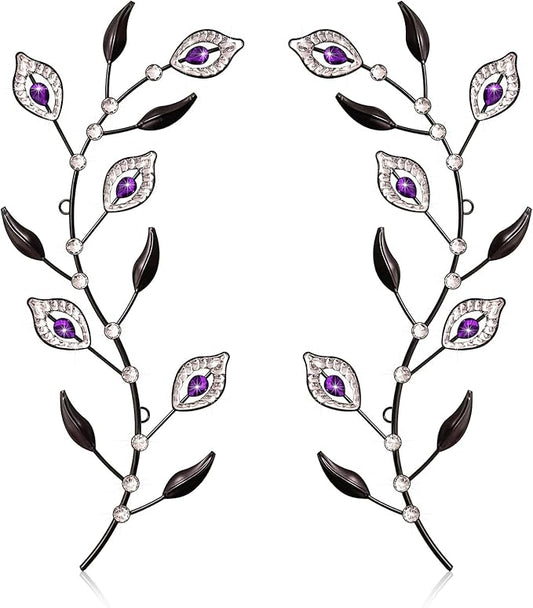 sxnzequnze 2 Pcs Metal Leaf Wall Art Crystal Bling Decorations Silver Leaves 3D Iron Handmade Home Decor Hanging Minimalist Accents Modern Set for Living Room Bathroom Bedroom Dining Room Hallway
