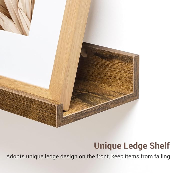 Axeman 48 Inch Floating Shelves | Brown Picture Ledge Shelf Set of 3 | Rustic Brown Wood Wall Shelves with Lip | 48