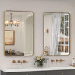 2 Pack of 24x36 Gold Bathroom Mirror, Rounded Rectangle Gold Frame Mirror, Brushed Gold Brass Bathroom Vanity Mirror Wall-Mounted, Anti-Rust, Hangs Horizontally or Vertically