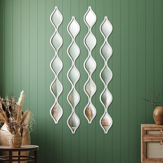 Qunclay Teardrop Mirror Wall Art Decorative Mirror Wall Decor Long Narrow Art for Apartment Living Room Bathroom Bedroom Entryway