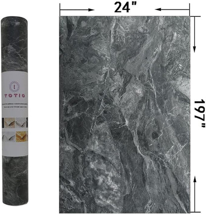 24"x197" Gray Marble Look Contact Paper Textured Grey Granite Wallpaper Peel Stick Counter top Decorative Paper Removable Waterproof Adhesive Thick Matte Wall Paper Roll Kitchen Bathroom Vinyl Wrap