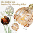 Vintage Bathroom Light Fixtures,3-Light Hardwired Vanity Lights with Amber Tulip Glass Shade,Gold Bathroom Vanity Light for Mirror Restroom,E26 Socket,18.5 in(Bulbs Not Included)