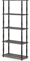 Furinno TURN-S-TUBE Storage Shelves, 5-Tier Book Shelf, Corner Shelf, Toolless Open Shelves, Classic Tubes, for Organization and Storage, Living Room, Garage, Home Office, French Oak