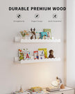 Shario Nursery Book Shelves, 8-Pack White Floating Shelves for Wall Kids, Scalloped Shelves, Wall Book Shelves for Bedroom Kids, Toddler Room, Baby Room, Nursery Decor