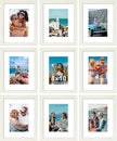 Vittanly 8x10 Picture Frames Set of 9, Shatter Resistant Plexiglass, Display 5x7 Pictures with Mat or 8x10 without Mat, Photo Frames for Wall or Tabletop, Engineered Wood, Whitemist