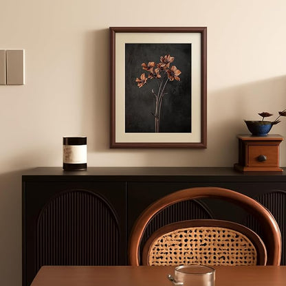InSimSea Brown Framed Canvas Wall Art, Bedroom Small Vintage Art,11x14in, Retro Dried Floral Paintings Prints, Country Moody Shelf Decor for Living Dining Room Hallway, Anti-dust(with acrylic panel)