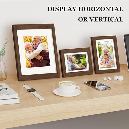 Picture Frames, Made of Real Glass and Wooden Frame, Gallery Photo Frames Set of 10 for Collage Wall Decor, Multi Sizes Including 8x10, 5x7, 4x6 for Mounting or Tabletop Display, Dark Brown