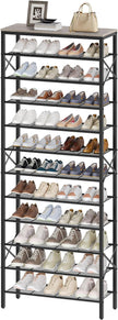 12 Tier Shoe Rack, Large Capacity Shoe Storage Organizer Holds 48 Pairs, Sturdy and Stable, for Entryway, Hallway, Closet, Dorm Room, Greige and Black SS12BG