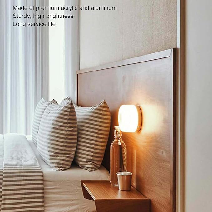 flexman Modern Indoor LED Wall Sconce, 3000K Warm LED Minimalist Round Wall Lamp, 5.5 X 2.7 Nordic Style Acrylic Wall Lights for Living Room Bedroom Corridor Verandahs