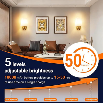 Peel and Stick Wall Sconces, No Drilling Stick On Wall Sconce, Wireless Battery Operated Wall Lights, Adhesive Wall Lamp with 10000mAh Battery Bulb for Bedroom Living Room Decor