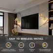 Gold Battery Operated Wall Sconces Set of 2, Rechargeable Cordless Wall Light Fixture with Remote, Dimmable Wireless Battery Powered Wall Decor Lighting Lamp for Bedroom Living Room