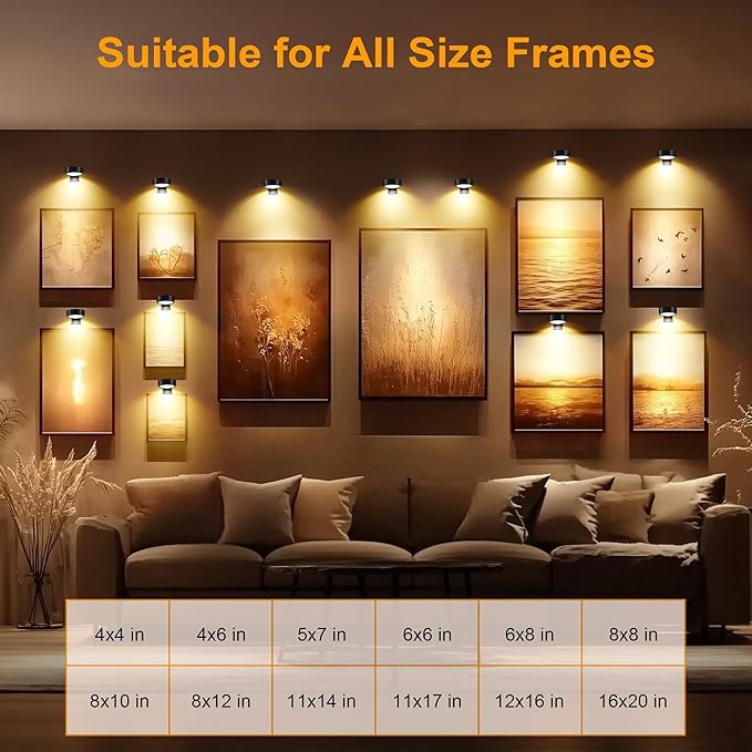 maylit 6 Pack Rechargeable Picture Lights, Battery Operated Sconces for Wall, Art Lighting for Paintings Wireless, Cordless Lights for Gallery Painting Picture Frame Photo Wall Poster Room Decor