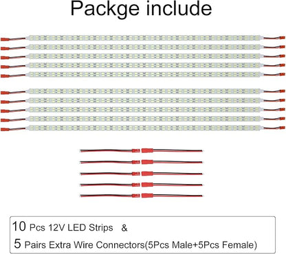 ICIH Under Cabinet LED Lighting 10Pack Rigid DC 12V LED Light Strip Light Super Bright Warm White 3000K SMD5630 9W 84LED Double Row 0.5m/20in for Kitchen,Counter,Shelf,TV Back