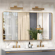 55x30 Gold Bathroom Mirror, Brushed Metal Frame Gold Vanity Mirror, Large Rectangle Mirror for Wall, Rounded Corner, Shatterproof, Anti-Rust (Horizontal/Vertical)