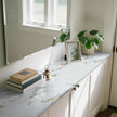 practicalWs Glossy Marble Wallpaper Peel and Stick White/Gold Granite Contact Paper Removable Wall Paper for Kitchen Countertop Cabinet Furniture 11.8