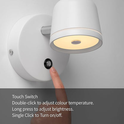 Aisilan Wall Sconce Set of 2, Hardwired Touch Dimmable Wall Light with 3 Color Temperatures, Adjustable 7W LED Wall Lamp CRI97, Modern White Aluminum Sconce for Bedroom Bedside Hallway