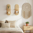 Boho Wall Shelves with Arched Wooden Design, Mid Century Modern Decor Plant Wall Shelf Set of 2, Double Floating Shelves for Home Living Room Bathroom Bedroom, 23.6 x 11.8 Inches (Natural)