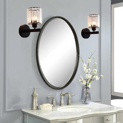 TISLYCO Black Wall Sconces Set of 2, Bathroom Wall Lighting Fixtures Over Mirror, Vanity Light, Modern Glass Shade Wall Lamp Black Indoor Decor for Bedroom Living Room Entryway